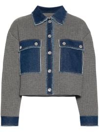 SANDRO cable-knit Denim Jacket Grey at Farfetch