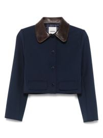 SANDRO contrasting-collar Jacket Blue at Farfetch