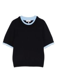 SANDRO contrasting-trim t-shirt Blue at Farfetch