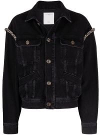 SANDRO crystal-embellished Denim Jacket Black at Farfetch