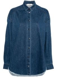 SANDRO crystal-embellished Denim Shirt - at Farfetch