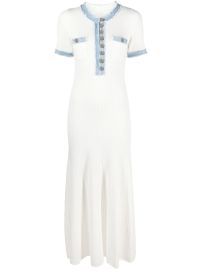 SANDRO denim-trim Maxi Dress - at Farfetch