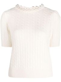 SANDRO faux-pearl Embellished Knitted Top - at Farfetch