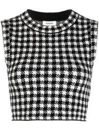 SANDRO houndstooth-pattern Sleeveless Knitted Top - at Farfetch