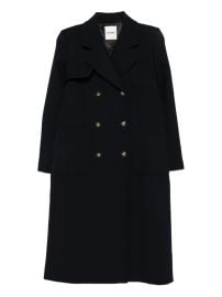 SANDRO patch-pockets double-breasted Coat Blue at Farfetch