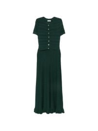 SANDRO pointelle-knit Ruffled Midi Dress Green at Farfetch