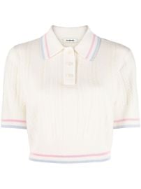 SANDRO ribbed-knit Cropped Polo Top - at Farfetch