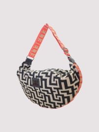 SANTORINI - CLASSIC Pattern - CHENILLE - BeigeBlack - EL ApplePeanut Strap - Hobo Bag at Tsantilis