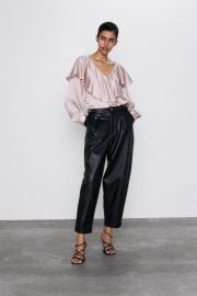 SATEEN BLOUSE WITH RUFFLE at Zara