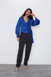 SATEEN WRAP BLOUSE at Zara