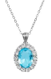 SAVVY CIE JEWELS Diana Cubic Zirconia Halo Pendant Necklace at Nordstrom