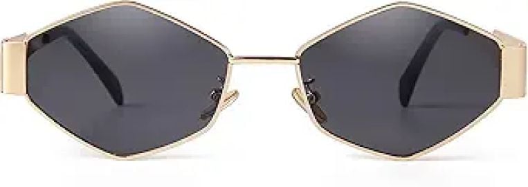 SDINM Trendy Hexagon Sunglasses for Women Retro Gold Metal Geometric Frame Sun Glasses Shades at Amazon