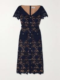 SELF-PORTRAIT Belted crystal-embellished guipure lace midi dress NET-A-PORTER at Net a Porter