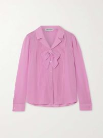 SELF-PORTRAIT Bow-detailed pintucked chiffon blouse NET-A-PORTER at Net a Porter