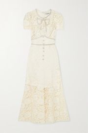 SELF-PORTRAIT Crystal-embellished corded guipure lace midi dress NET-A-PORTER at Net a Porter