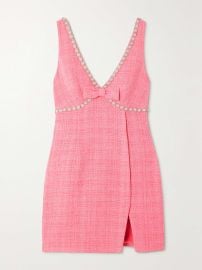 SELF-PORTRAIT Embellished bow-detailed boucl-tweed mini dress NET-A-PORTER at Net a Porter