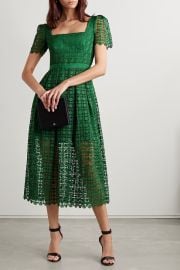 SELF-PORTRAIT Grosgrain-trimmed corded lace midi dress NET-A-PORTER at Net a Porter