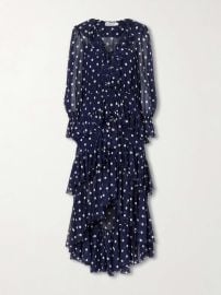 SELF-PORTRAIT Ruffled tiered polka-dot georgette midi dress at Net a Porter