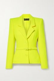 SERGIO HUDSON Belted neon wool-crepe blazer NET-A-PORTER at Net a Porter