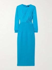 SERGIO HUDSON Gathered stretch-bamboo viscose and wool-jersey midi dress NET-A-PORTER at Net a Porter