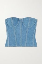 SERGIO HUDSON Strapless paneled denim bustier top NET-A-PORTER at Net a Porter