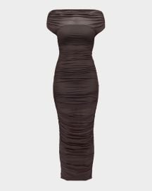 SEROYA Noel Gathered Mesh Maxi Dress at Neiman Marcus