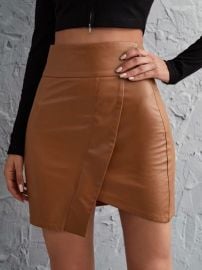 SHEIN Faux Leather Asymmetrical Hem Skirt for Sale Australia New Collection Online SHEIN Australia at Shein