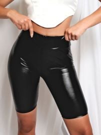 SHEIN Faux Leather High-Rise Biker Shorts  SHEIN USA at Shein