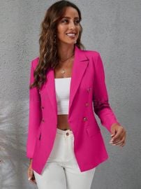 SHEIN LUNE Solid Double Breasted Blazer at Shein