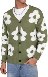 SHENHE Men's Skeleton Pattern Cardigan Sweaters Long Sleeve Unisex Outwear Knitted Coats at Amazon