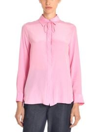 SHIRT WITH THIN BOW IN CREPE DE CHINE Adam Lippes at Adam Lippes