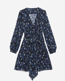 SHORT BLUE DRESS WITH FLORAL PRINT at The Kooples