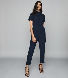 SHORT SLEEVED JUMPSUIT NAVY at Reiss