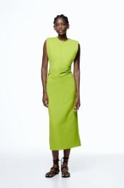 SHOULDER PAD DRAPED DRESS - Neon green   United States at Zara