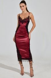 SHOW US WHAT YOU GOT SATIN MIDI DRESS AKIRA at Akira