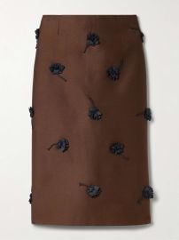 SHUSHU/TONG Embellished appliquéd duchesse-satin midi skirt at Net a Porter
