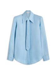 SILK CHAIN JACQUARD TIE SHIRT - PALEBLUE - Scanlan Theodore at Scanlan Theodore