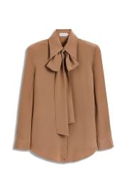 SILK SHOULDER PAD SHIRT - CAMEL - Scanlan Theodore at Scanlan Theodore