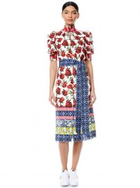 SILVA FLORAL MOCK NECK MIDI DRESS at Alice + Olivia