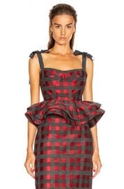 SILVIA TCHERASSI Dakia Top in Red   Grey Check   FWRD at Forward