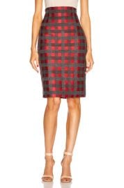 SILVIA TCHERASSI Delaney Skirt in Red   Grey Check   FWRD at Forward