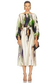 SILVIA TCHERASSI Kalani Dress in Olive Watercolor FWRD at FWRD