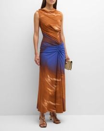 SIMKHAI Acacia Marble-Print Sleeveless Midi Dress at Neiman Marcus