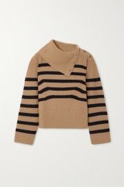 SIMKHAI Adrienne striped ribbed wool and recycled cashmere-blend turtleneck sweater NET-A-PORTER at Net a Porter