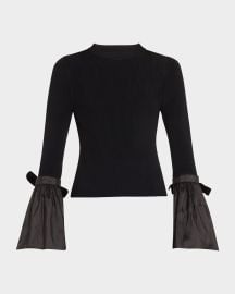 SIMKHAI Agata Flared-Sleeve Fitted Knit Top at Neiman Marcus