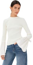 SIMKHAI Agata Long Sleeve Top Ivory XL at Shopbop