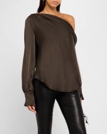 SIMKHAI Alice Satin One-Shoulder Top at Neiman Marcus