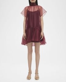 SIMKHAI Beaux Sheer Tiered Mini Dress at Neiman Marcus