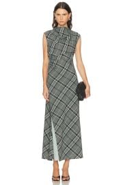 SIMKHAI Burke Sleeveless Midi Dress in Everglade Plaid FWRD at FWRD