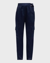 SIMKHAI Carolina Satin Straight-Leg Utility Pants at Neiman Marcus